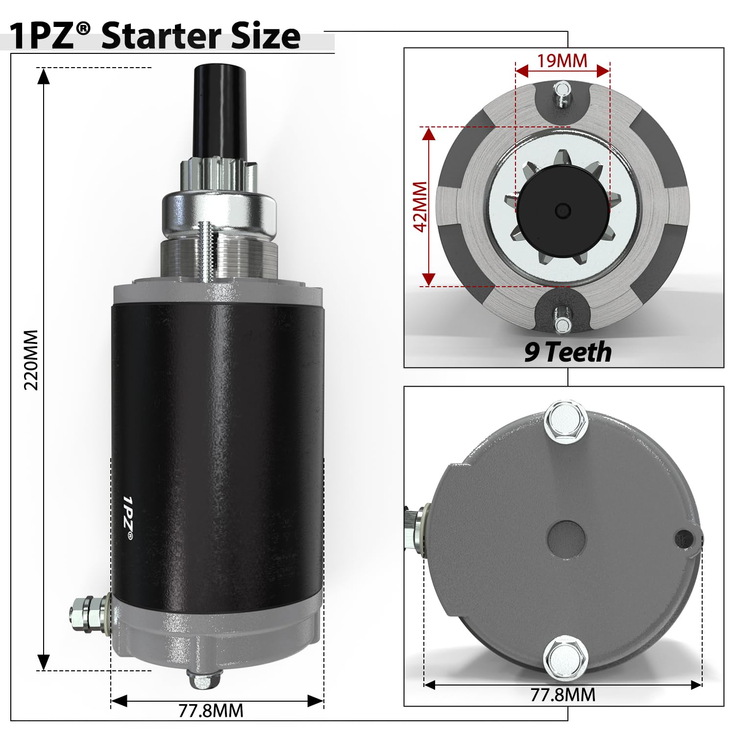 1PZ KL1-ST8 Electrical Starter Motor Replacement for Kohler 18HP KT17 KT19 M18 MV16S MV17 MV18 Cub Cadet Garden Lawn Tractor 410-21008 1770540 1819040 1819040-M030SM 5213140-M030SM 5666240-M030SM