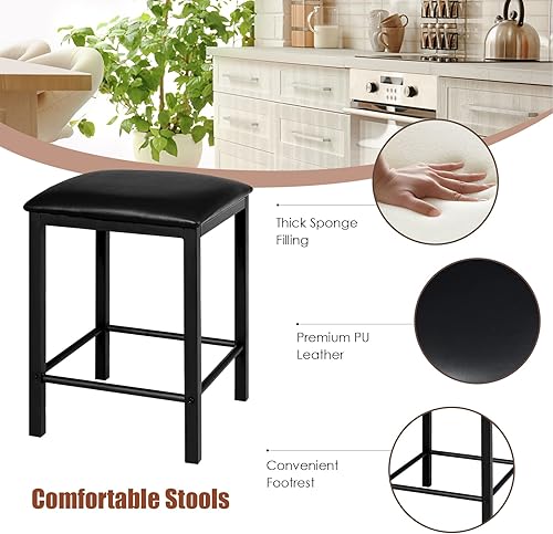 Miniatura 4 de LDAILY Moccha - Juego de mesa de comedor de 3 piezas, juego de mesa de desayuno y sillas de cocina con patas de metal, moderno juego de mesa y Negro