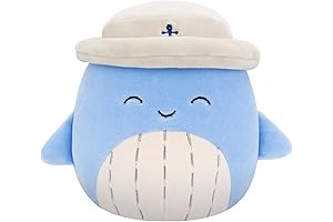 Squishmallows Samir Blue Whale with Tan Bucket Hat