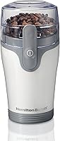 Hamilton Beach Fresh Grind Electric Coffee Grinder for Beans, Spices, Herbs - Stainless Steel Blades, Removable Dishwasher-Safe Bowl, Up to 12 Cups, White