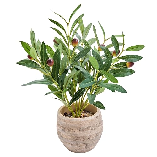 14" Small Artificial Potted Plant with Decorative Branches & Fruit