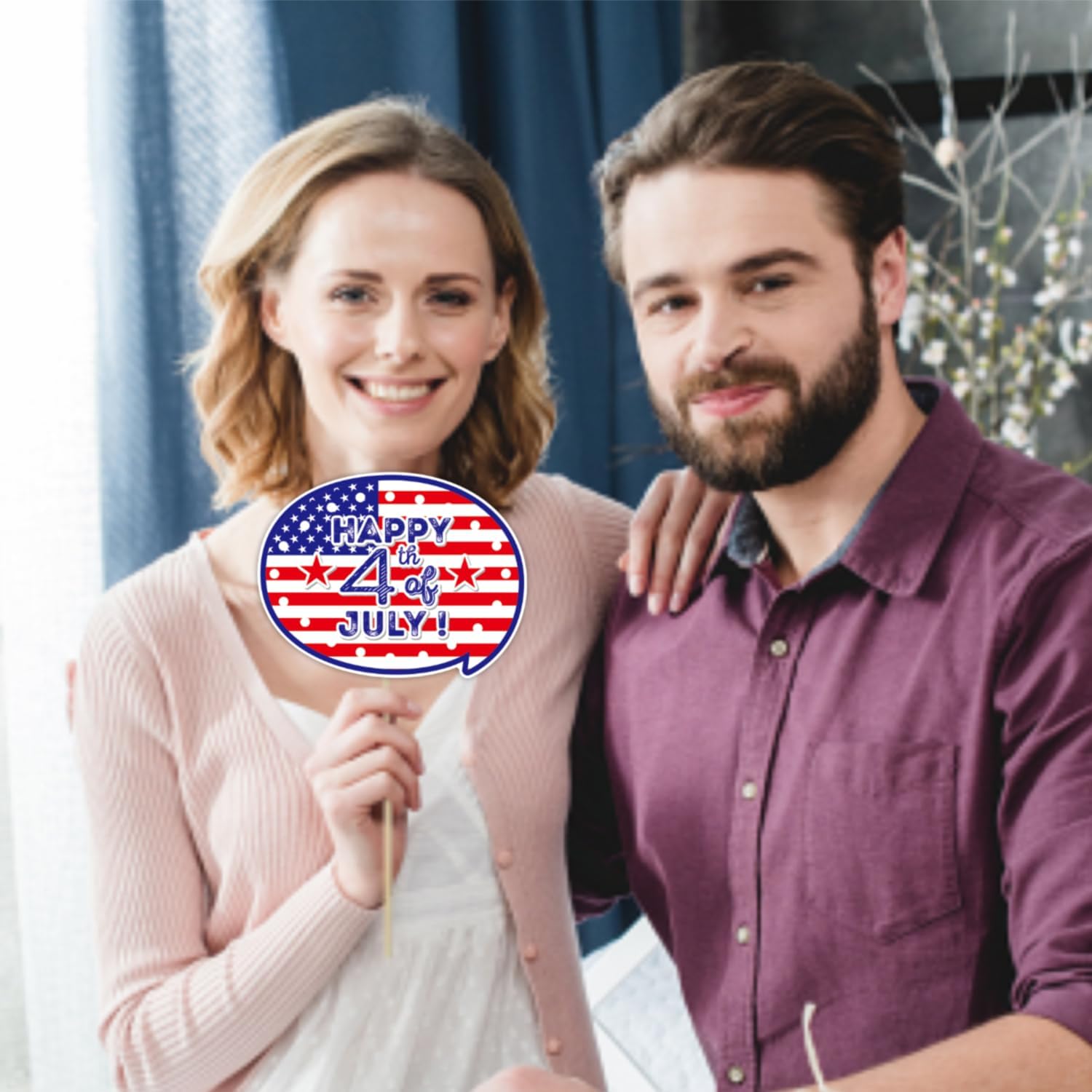 American & USA Stars and Stripes Photo Booth Props Party Supplies - Funny American Labor Day Party Decorations - USA Patriotic Day & Memorial Day & Veterans Day Party Decors - Set of 24 Counts