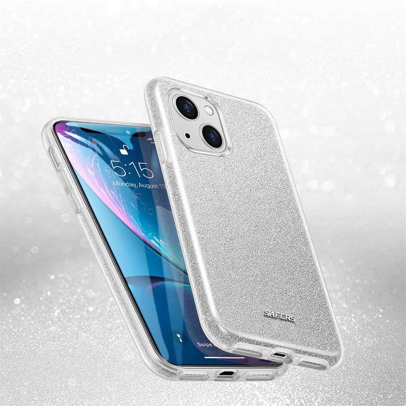 Verco Glitzer-Handyhülle Für IPhone 13 Mini – TPU Silikon Case Mit Schutzfunktion, Silberfarben