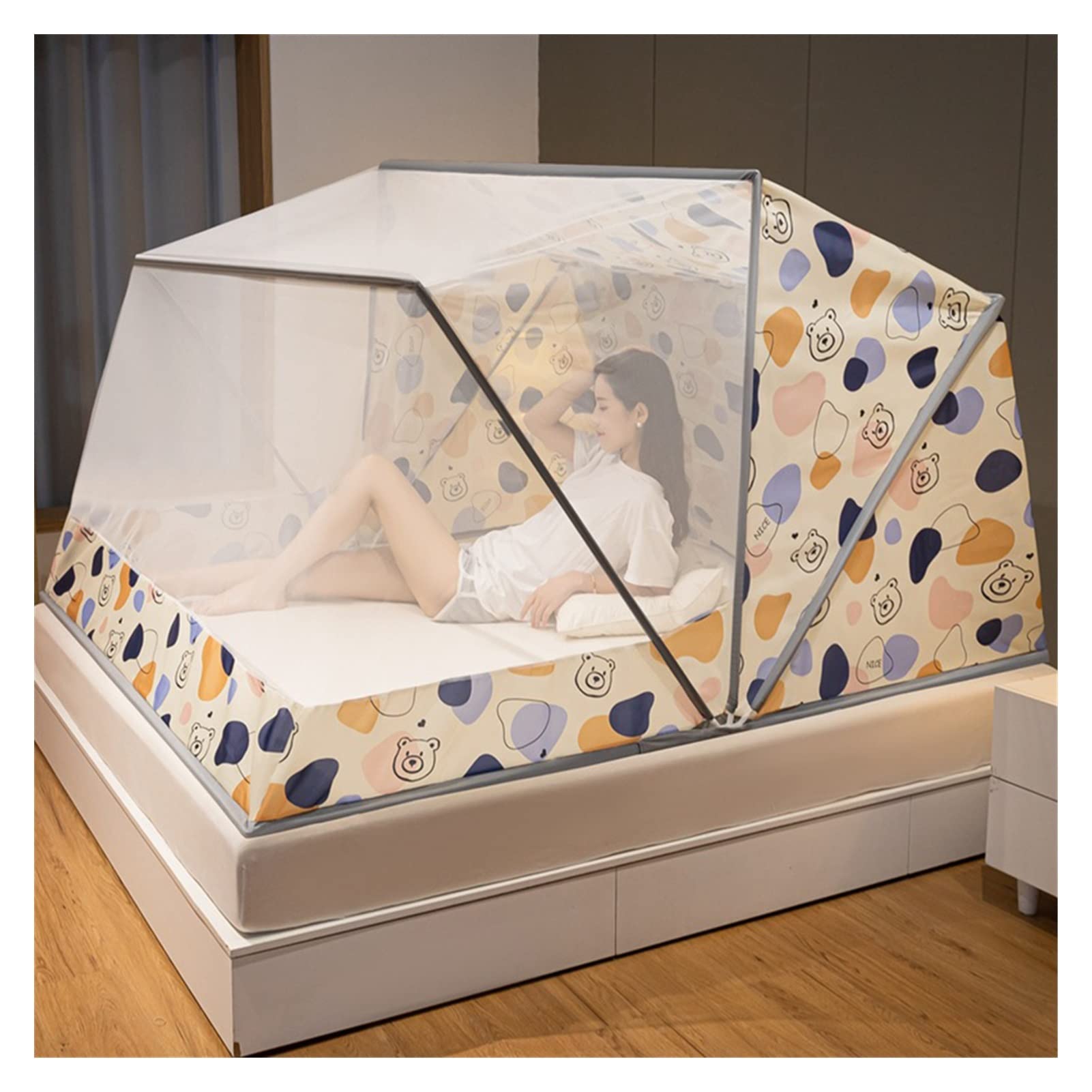 DXTFDHB Folding Mosquito Net Tent Canopy Pop Up Bed Tent with Bottom Folding Portable