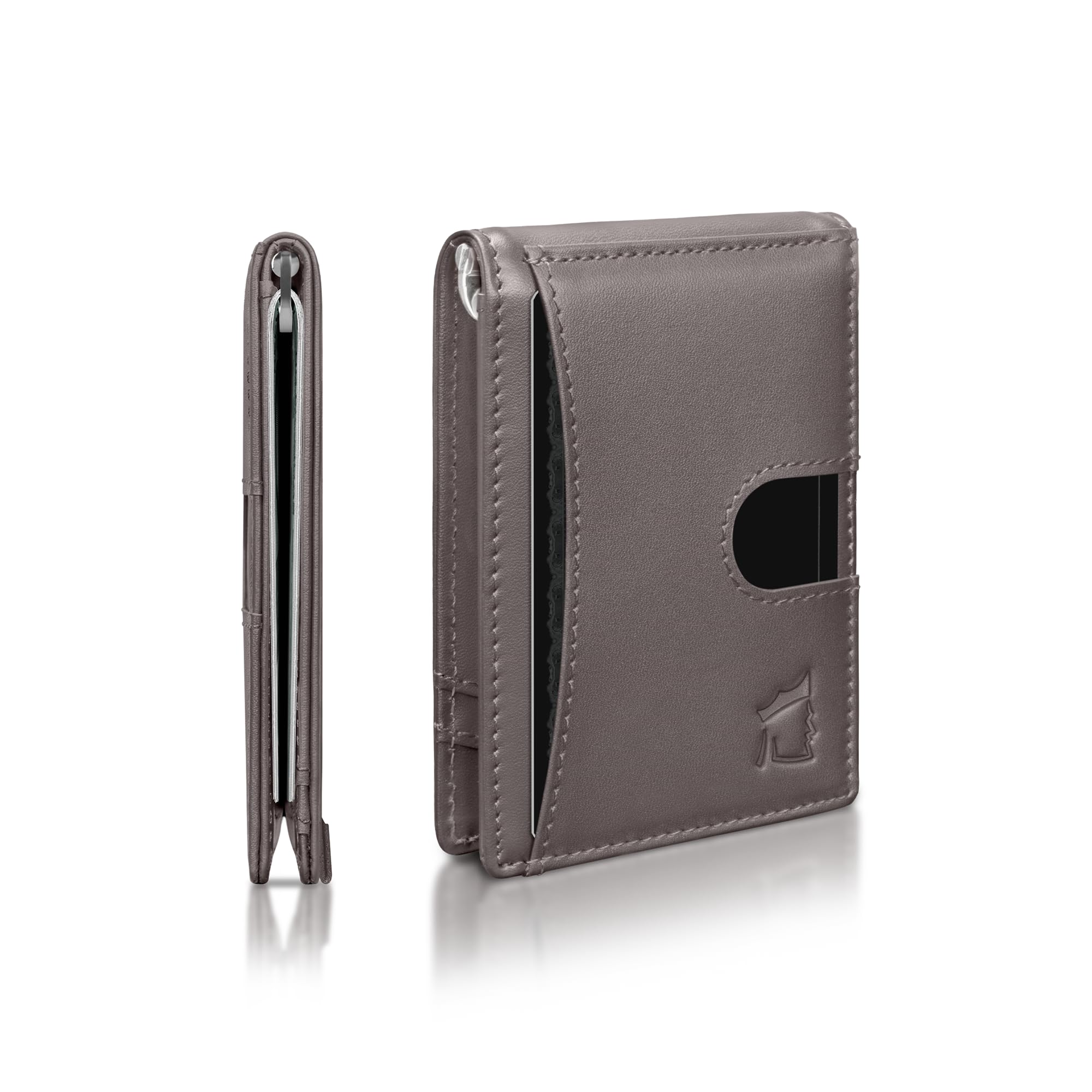 Kingly Cash Clip Slim Leather Wallet for Men with RFID Blocking & Money Clip - Minimalist Front Pocket Bifold Wallet Holds 12 Cards - Secure Card