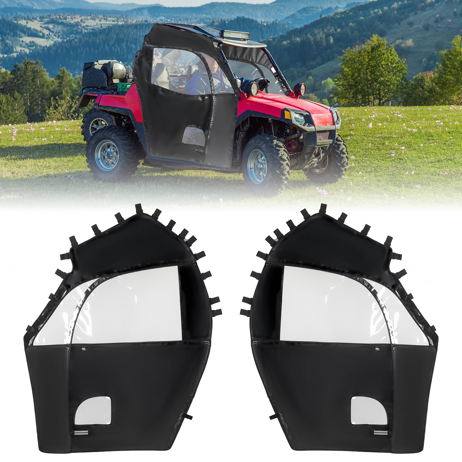KEMIMOTO UTV Soft Full Door Compatible with Polaris RZR S 800 900