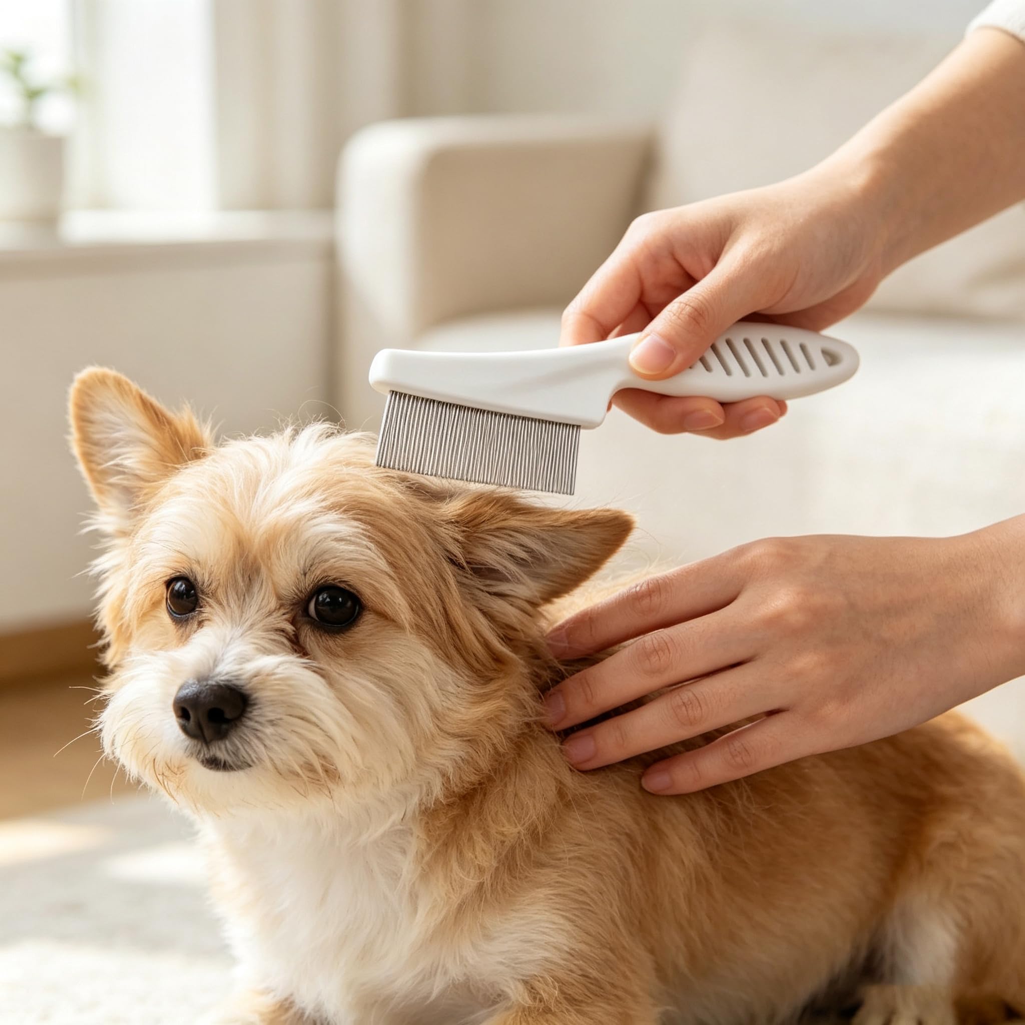 Haarpflege Kamm für Haustiere Hunde Katzen, Schonender Metallkamm mit abgerundeten Zinken zur Entfernung von Ungeziefer & lose Haare Praktischer Tierpflegekamm für tägliche Fellreinigung