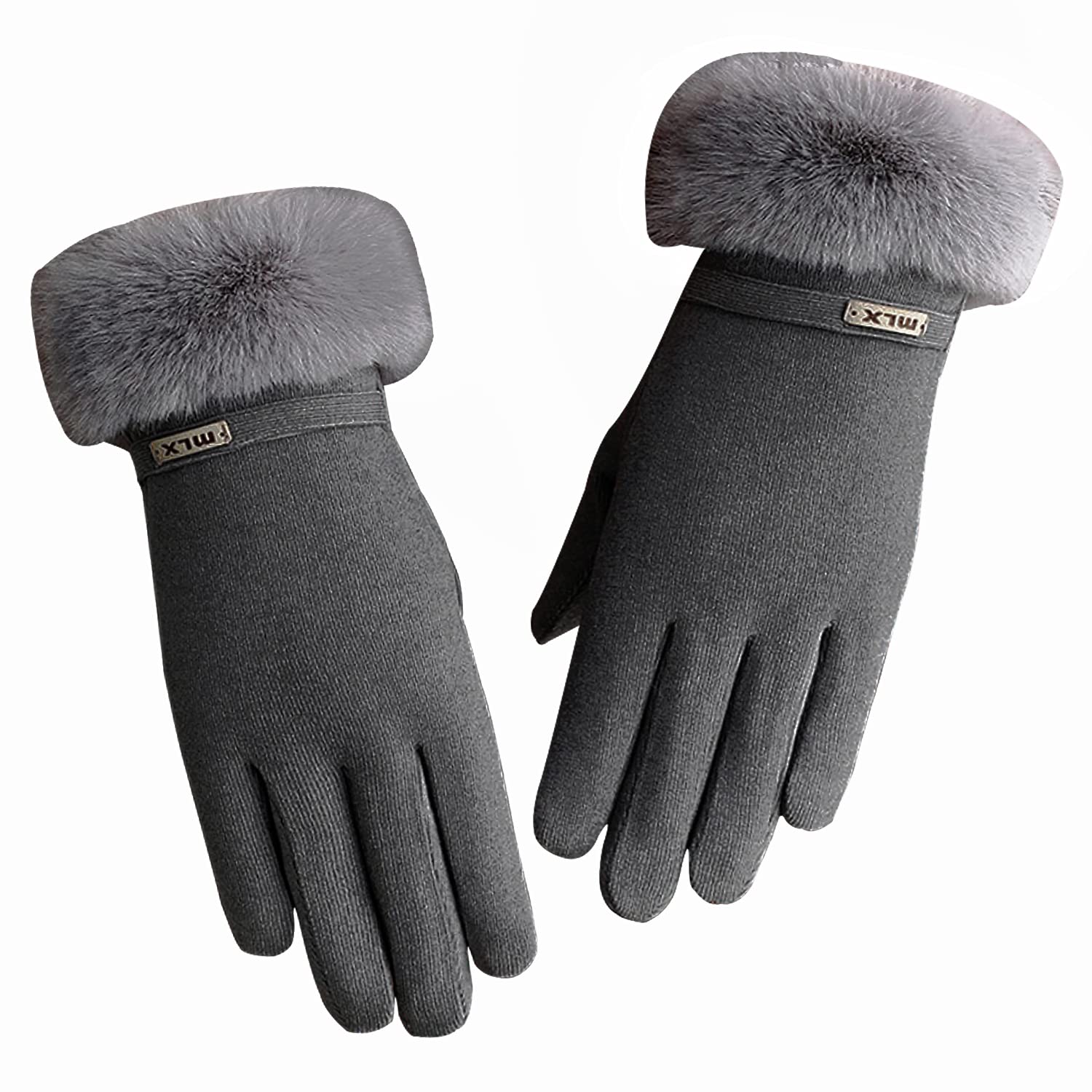 KXFWinter Warm Gloves, Womens Lady Super Soft Touch Screen Gloves Thick Fleece Lined Glove Cold Weather Windproof Outdoor Sports Handwarmers Cycling Running Mittens