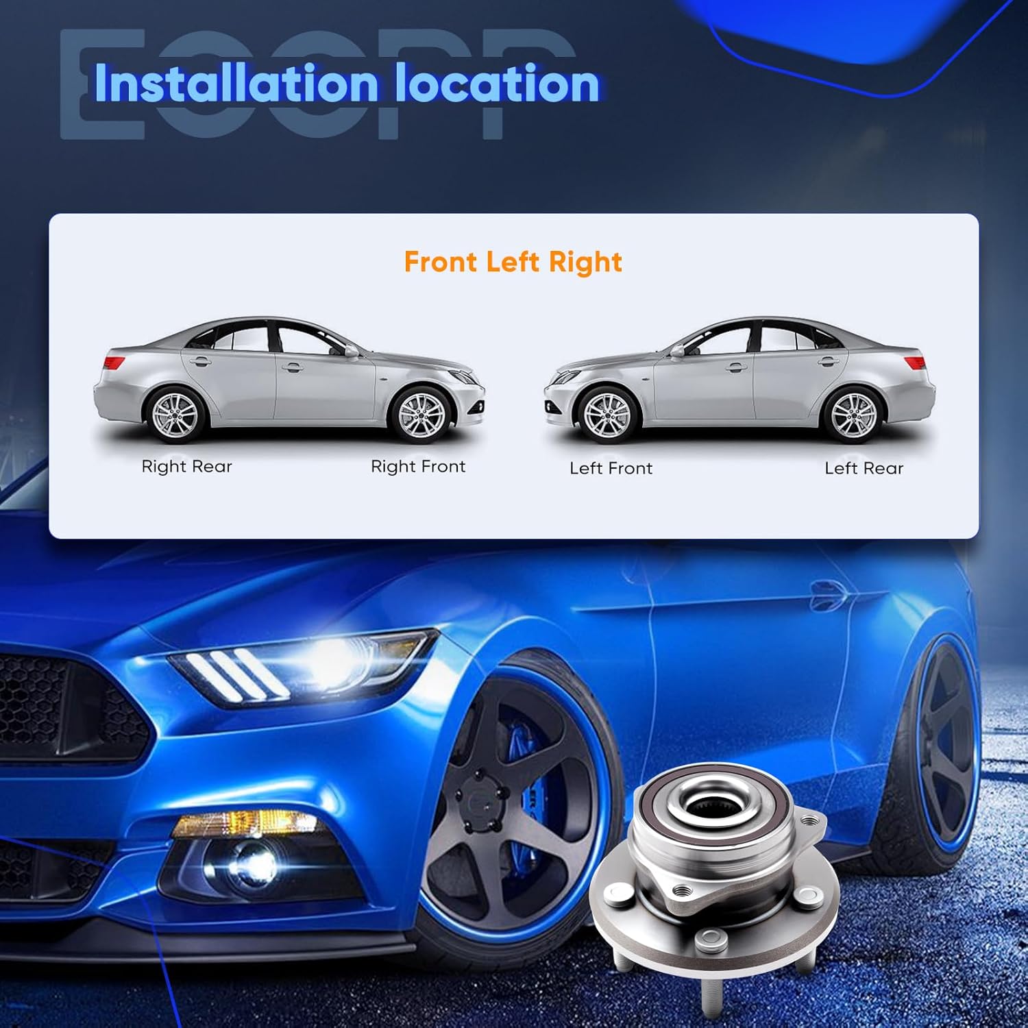 ECCPP Replacement for Wheel Bearing and Hub Assembly for Durango for Jeep Grand for Cherokee Professional Grade Wheel Hub Bearing (513324x2)