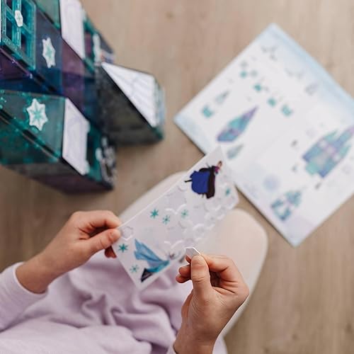 Miniatura 18 de Tytan Toys Disney Frozen Magnetic Tiles Princess Castle - 68-Piece STEAM Building Set with Glitter Tiles & Elsa, Anna, Olaf Stickers - Educational