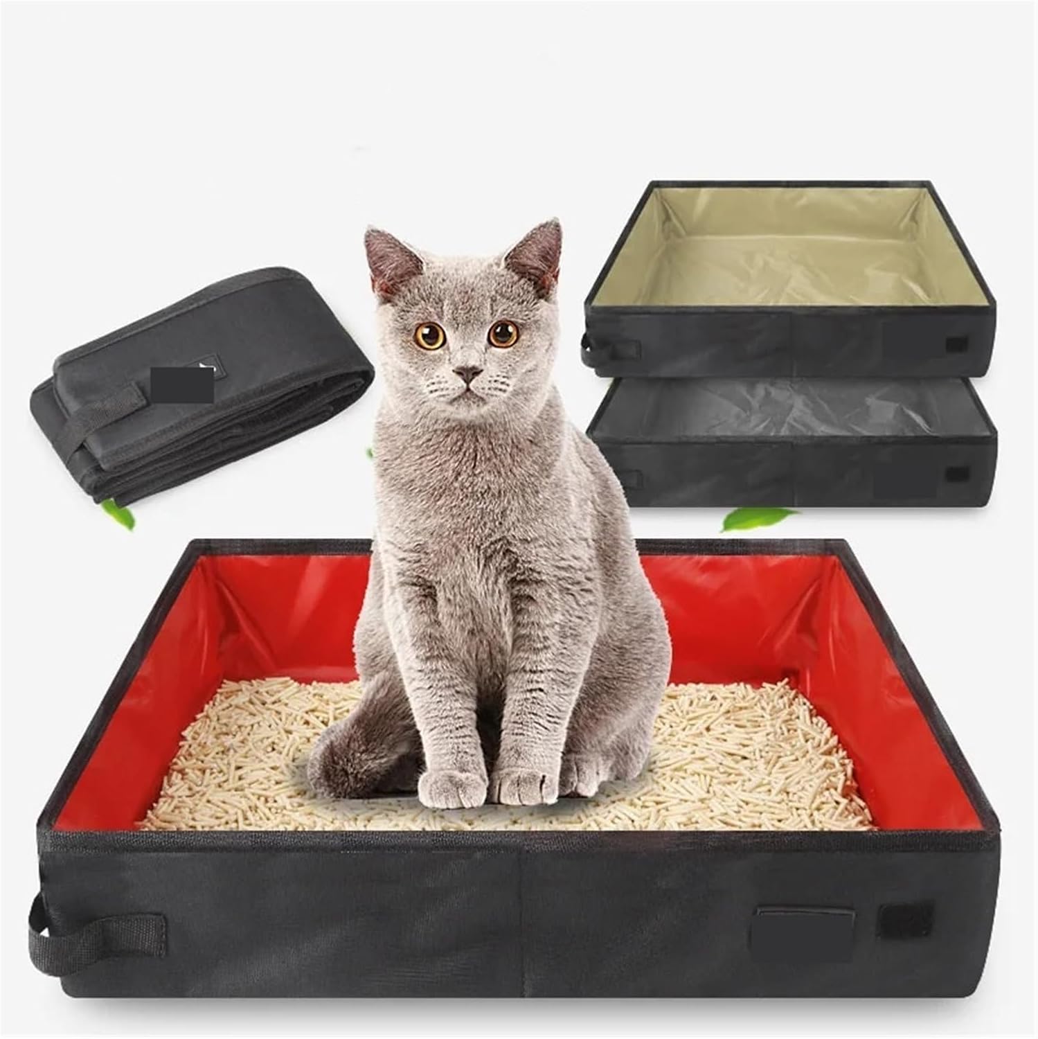 Automatic Litter Box, 2pcs Portable Folding Travel Pet Litter Box Dog Toilet Tray Cat Potty Waterproof Outdoor Foldable