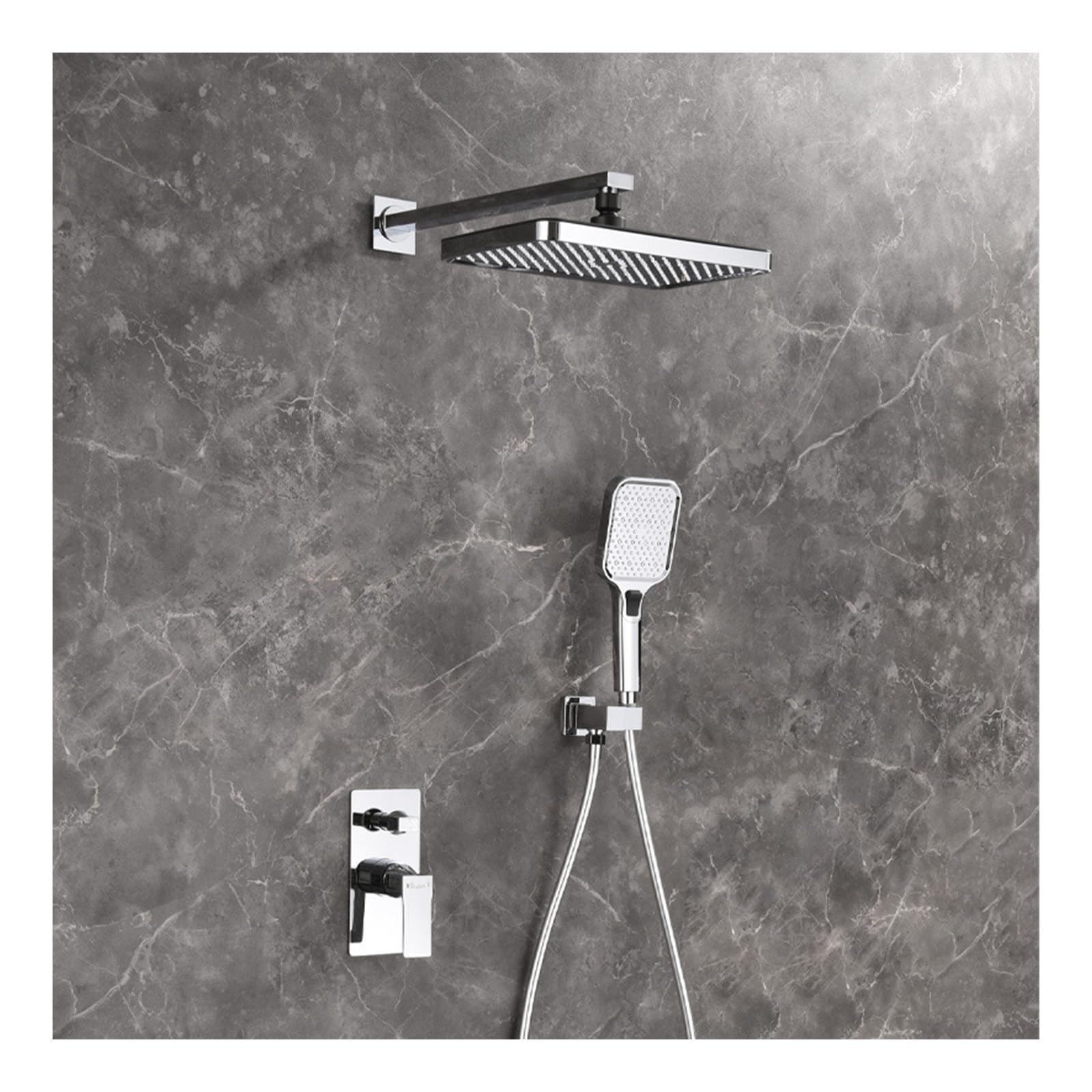 Système de douche complet avec mitigeur mural ornaments et douchette à effet pluie