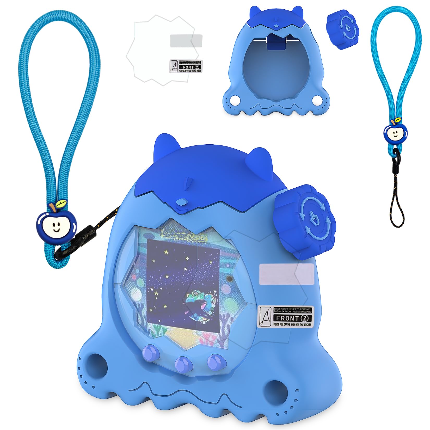 RAWECUD Protective Case for Tamagotchi Paradise Electronic Pet, Silicone Cover for Tamagotchi Paradise with Screen Protector, Hand Strap and Button Cover Protector - 2