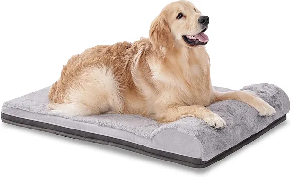 EGOHOME Waterproof Dog Beds for Large Dogs,Orthopedic Dog Bed with Pillow for Crate,Memory Foam Pet Bed Mat-Egg Crate Foam Support,Removable Washable Cover,Non-Slip Bottom-Grey,41x27x5.3 Inches