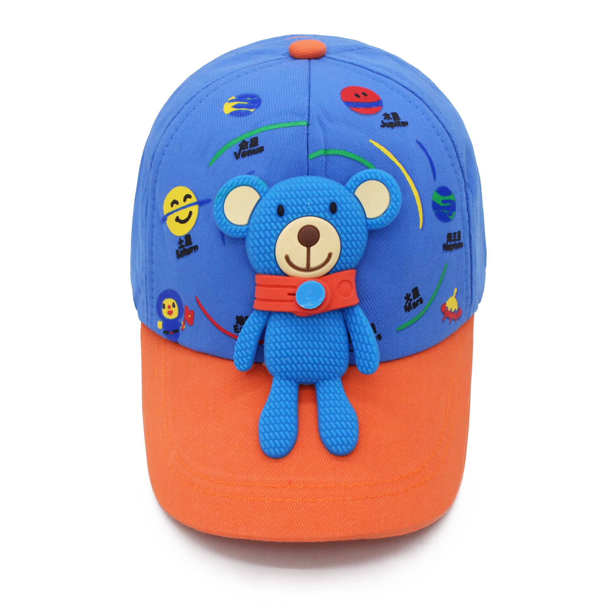 VRITRAZ Kids Polyester Teddy Cartoon Character Printed Little Cap 4-12 Years (Color-Blue) 4
