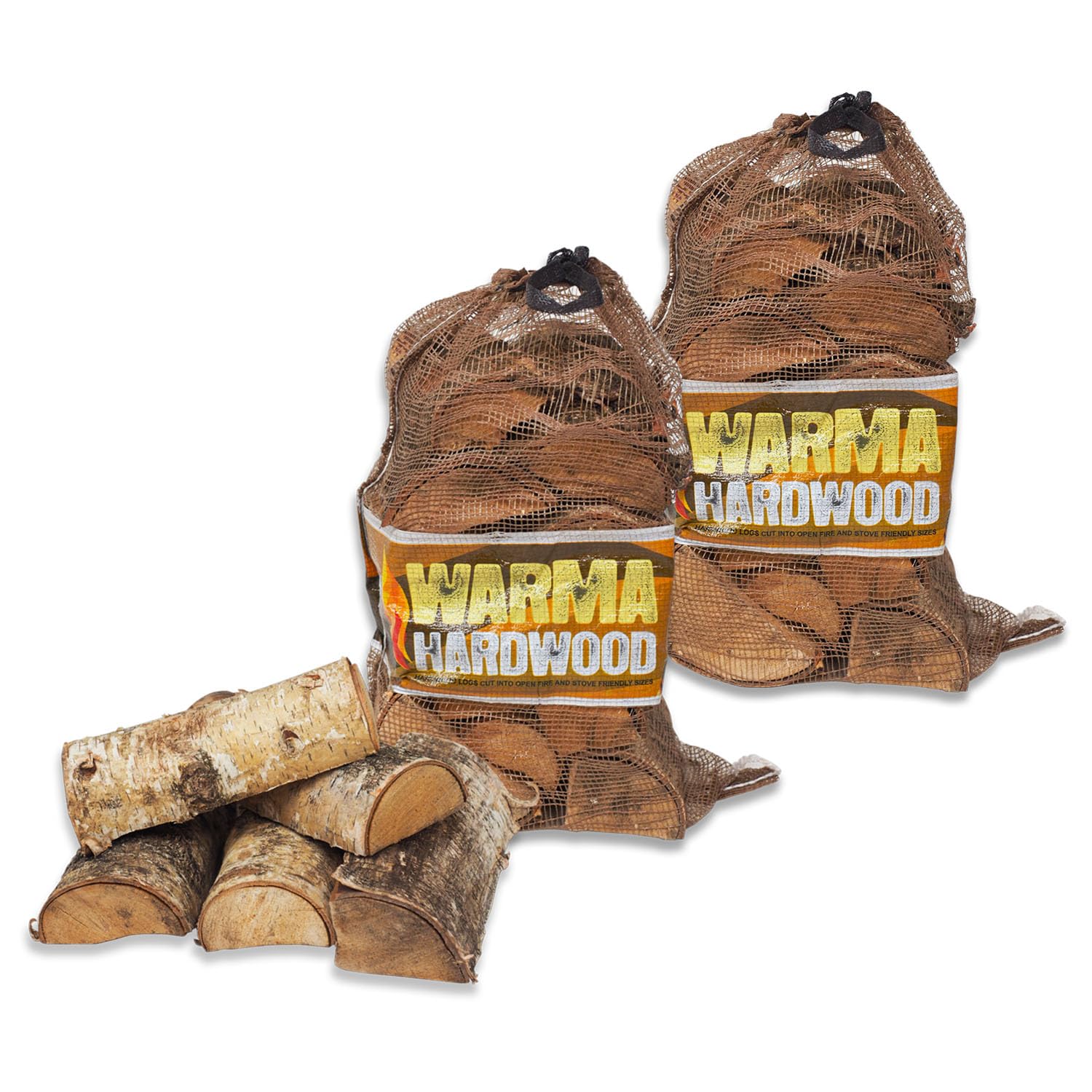 Hardwood Firewood Logs 54L Kiln Dried Logs - Ready to Burn Easy For a Long Hot Burn - 2 x 27 Litre Nets Hard Wood for Weekend Fires Open Fire Pits Wood Burners Log Burners