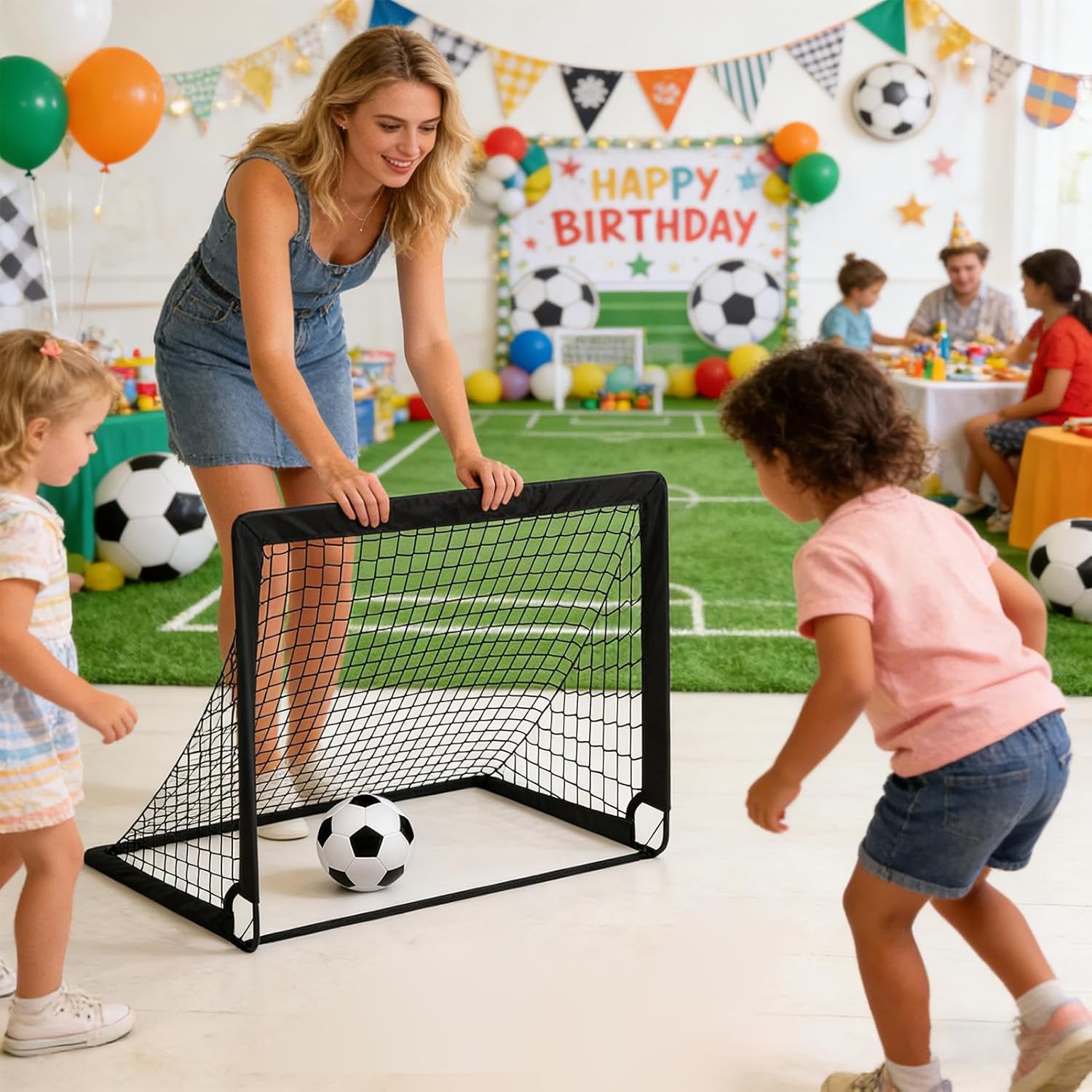 Kids Soccer Goal, Training Equipment Set, 120 X 90cm Goals with Lightweight Material, Soccers Goal Net, Backyard Soccer Set with Fun Design, Play Equipment for Field and Playground
