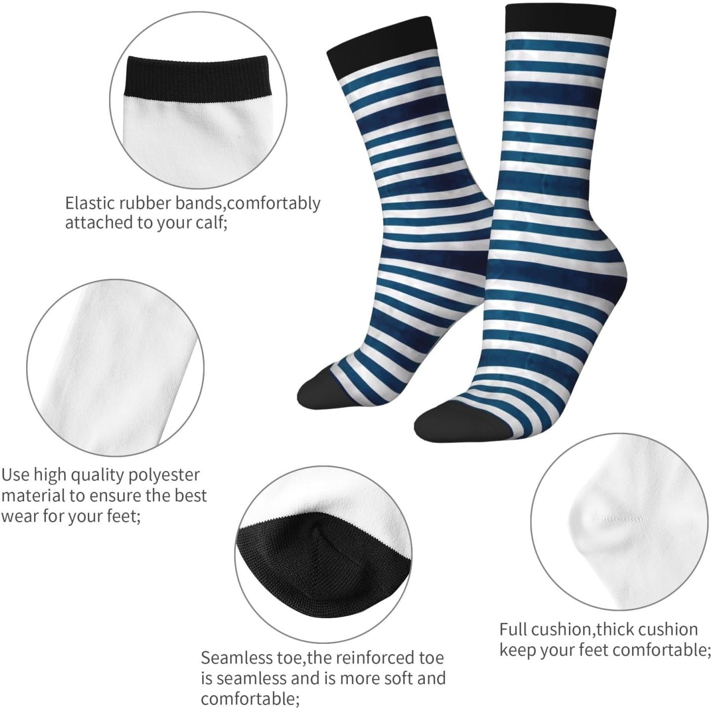 greek flag Unisex Crew Work Cushion Socks Long Athletic Running Socks Workout Breathable Socks