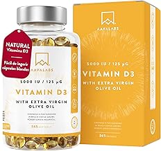 Vitamin D3 Natural [5000 IU] Depot - Highly Concentrated - with Extra Virgin Olive Oil for Optimal Absorption - Supports Bone and Immune Function - Food Supplement - 365 Capsules