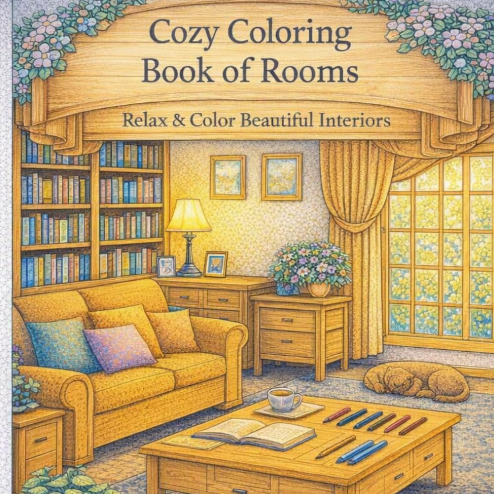 Cozy Rooms Coloring Book for Adults: Relaxing Interior Designs for Stress Relief & Calm | Cozy Spaces to Help You Unwind and Recharge