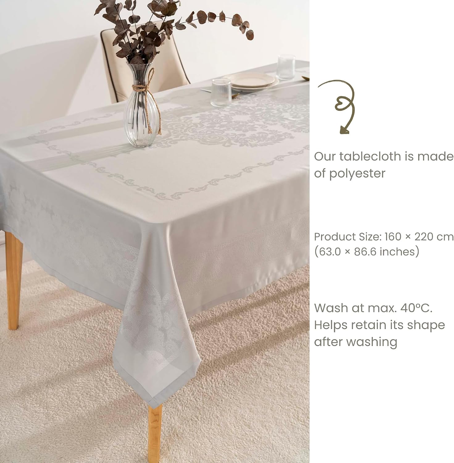 Rectangular & Round Tablecloth for Dining & Picnic | Botanical Print Fabric Table Cover for Indoor Outdoor Tables | Durable Table Cloth for Kitchen, Parties, Holidays & Everyday Use