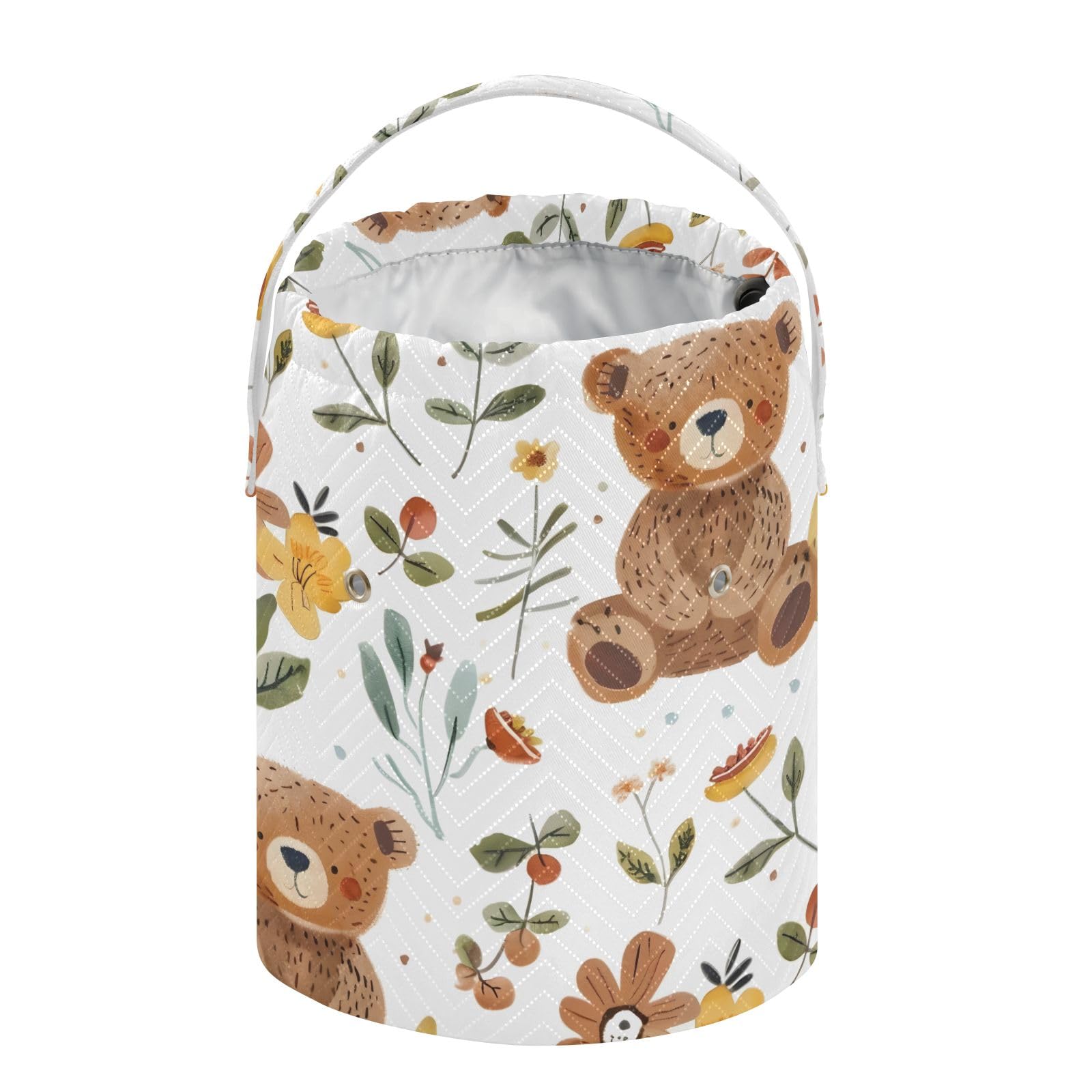 Yarn Storage Bag Small Crochet Bag Knitting Bag Organizer Cartoon Bears Flowers Yarn Bags for Crocheting Basket