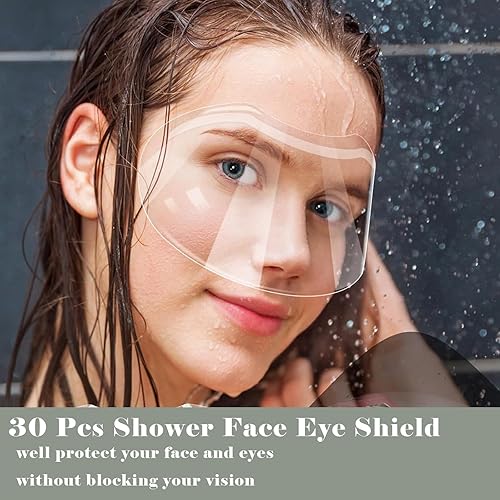 Miniatura 2 de 30 piezas de protector facial de ducha para ojos después de cirugía, protector de ojos desechable de plástico transparente para ducha, laca para