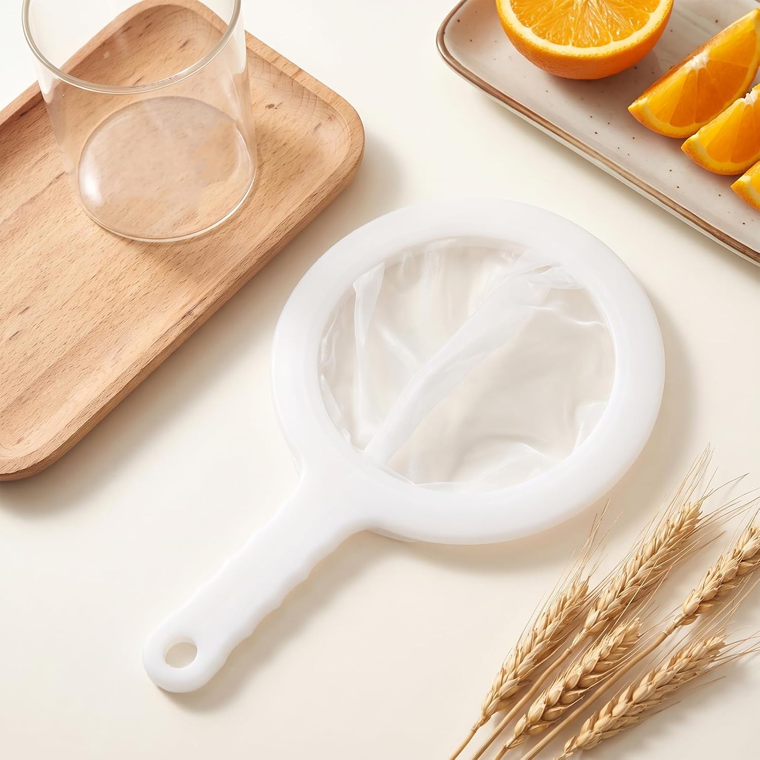 Ultra-Fine Nylon Mesh Strainer, Plastic Fine Mesh Sieve with Handle