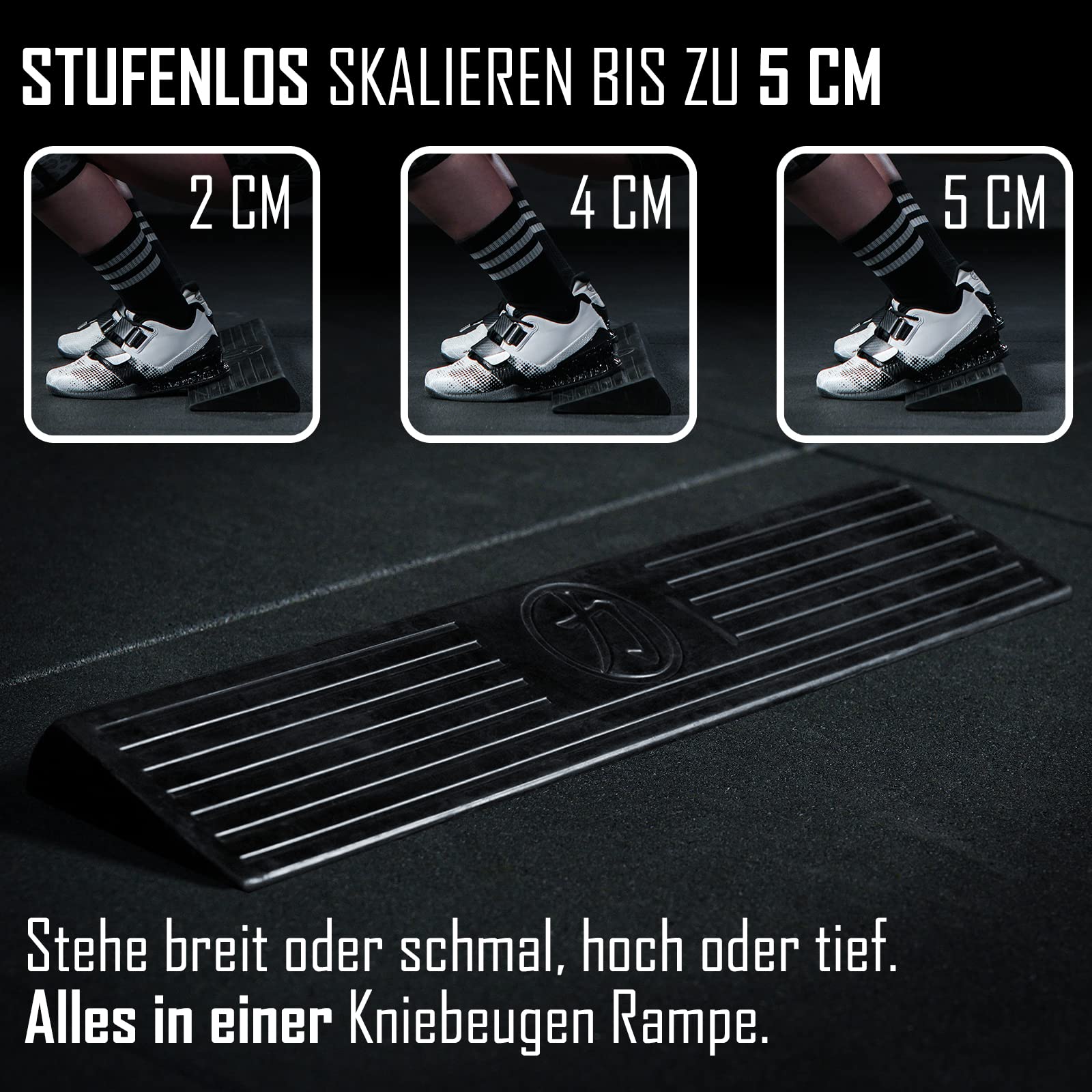 Strength Shop Kniebeugenblock mit Fußstellungshilfe, Vollgummi (4kg), hochbelastbare & rutschfeste Squat Wedge steigert die Mobilität & Flexibilität, ideal als Kniebeugen Keil, Wadendehner & Co.