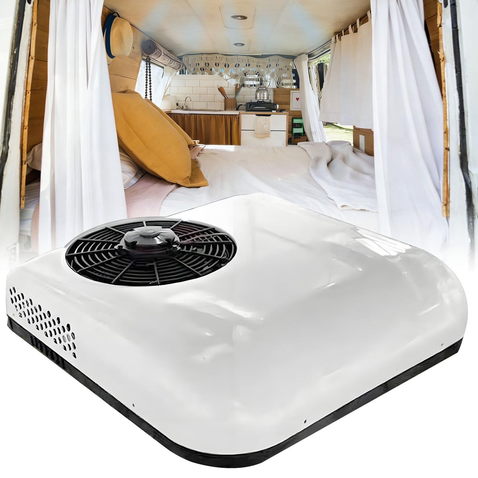 Aria Condizionata per Camper 12V/24V Portatile | Climatizzatore con Pompa di Calore e Telecomando | Ultra Silenzioso, Ideale per Roulotte e Van | Risparmio Energetico(24V)