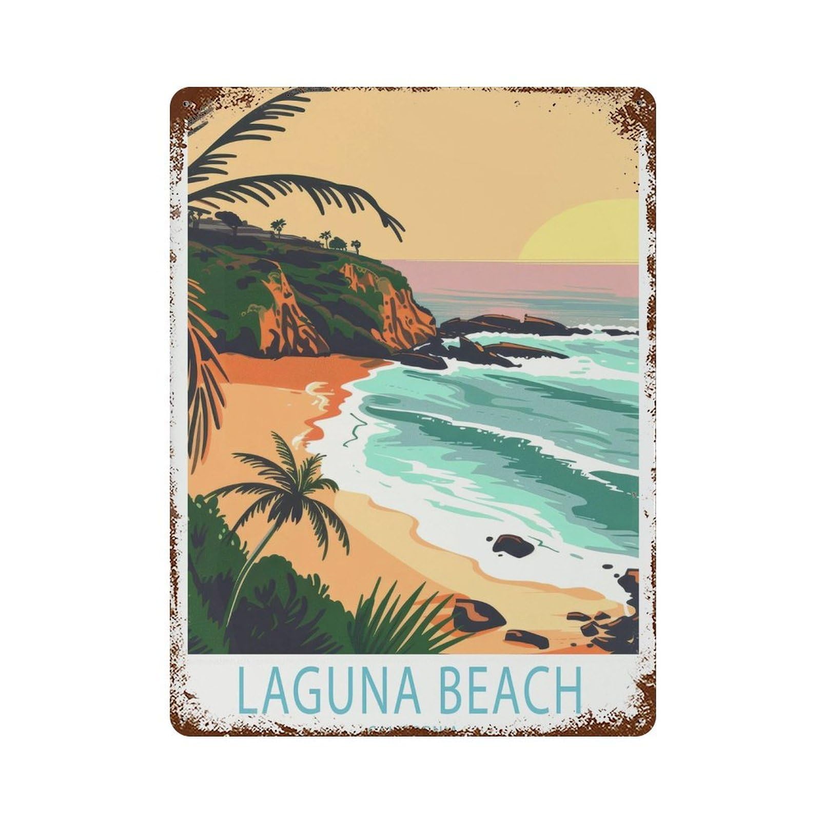 xiaoxiaoshen Laguna Beach Travel California Birthday Present, Gifts Wall Decor Art Metal Tin Poster Modern Home Decor Art Home Bar Shop Decorations Vintage Sign 40x30cm