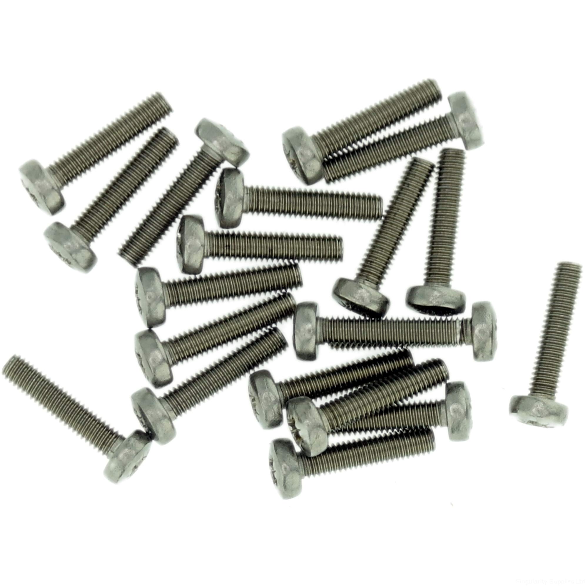 Singularity Supplies M2.5 (2.5Mm X 6Mm) Pozi Pan Machine Screw (Bolt) - Stainless Steel (A2) (Pack Of 20)