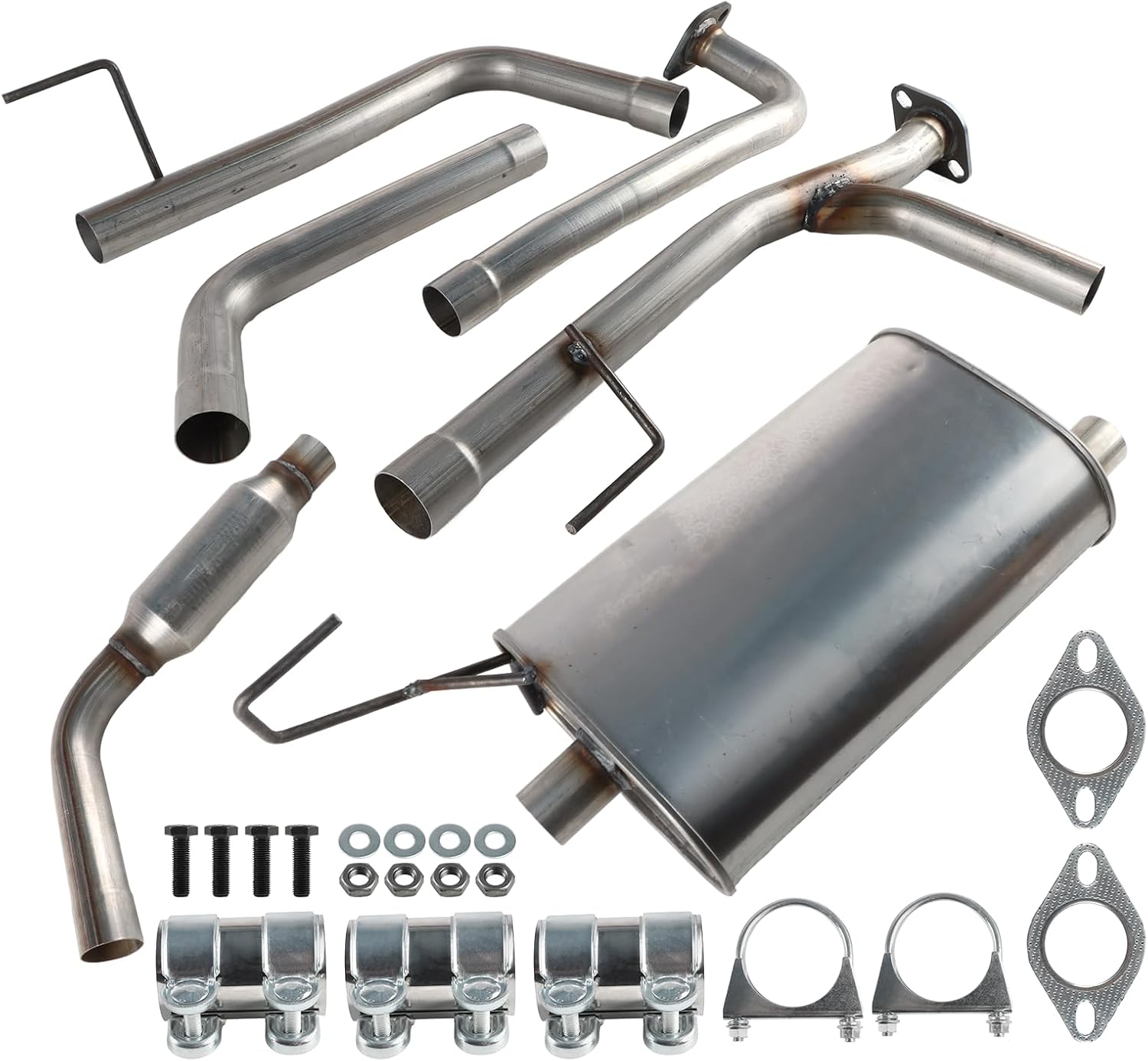 Exhaust Resonator Muffler Tail Pipe Exhaust Kit Compatible with Nissan Frontier 4.0L 2005-2019 Stainless Steel | Northeastern Exhaust | Free Gaskets and Clamps Included | Direct-Fit