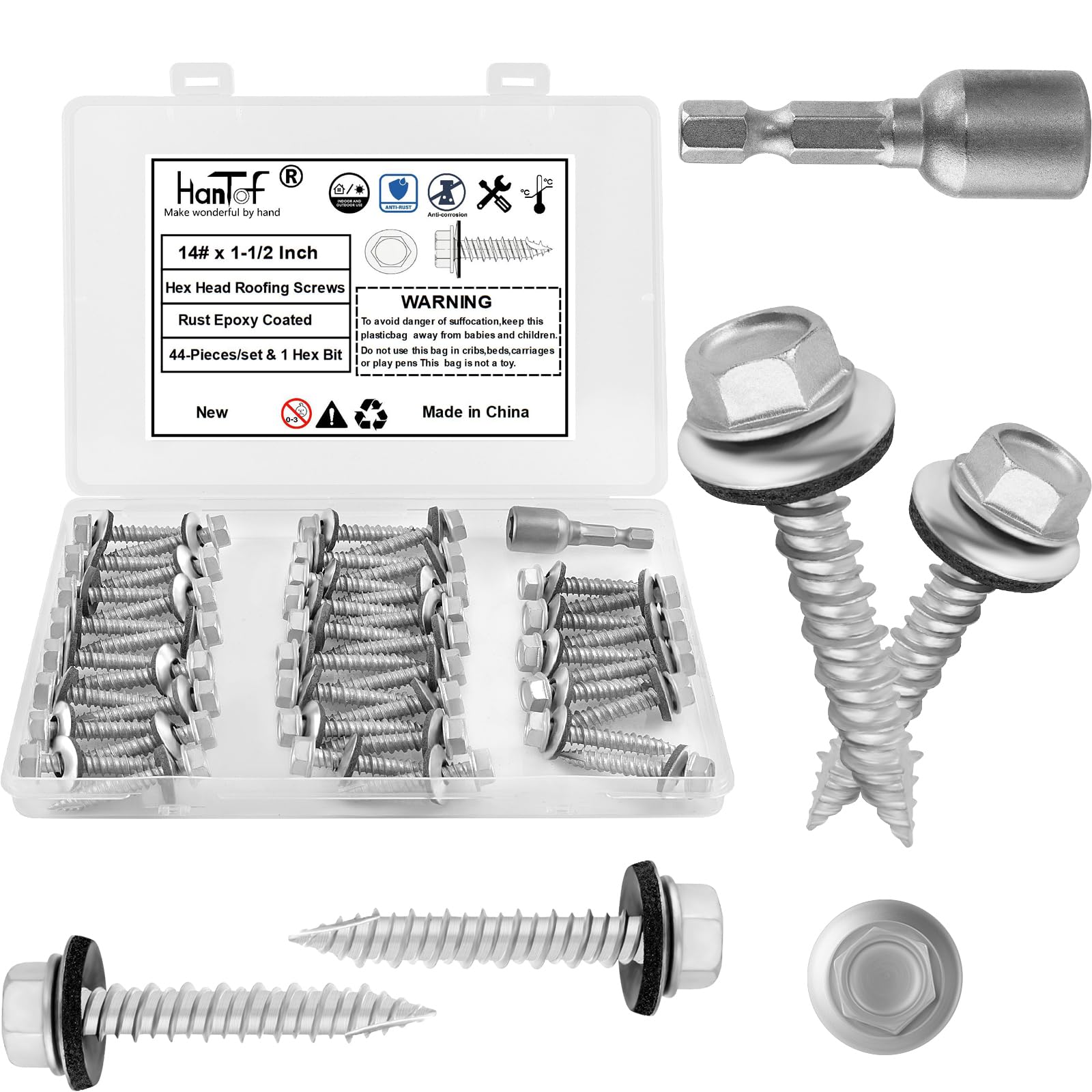 Sheet Metal Screws - 70 Count, Rustproof & Washer Included -8