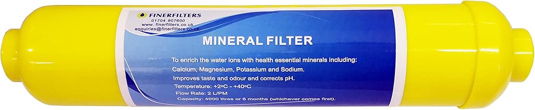Finerfilters Inline Remineralization Water Filter - 1 Filter - Metal - Improves taste and water quality by adding essential minerals after purification process