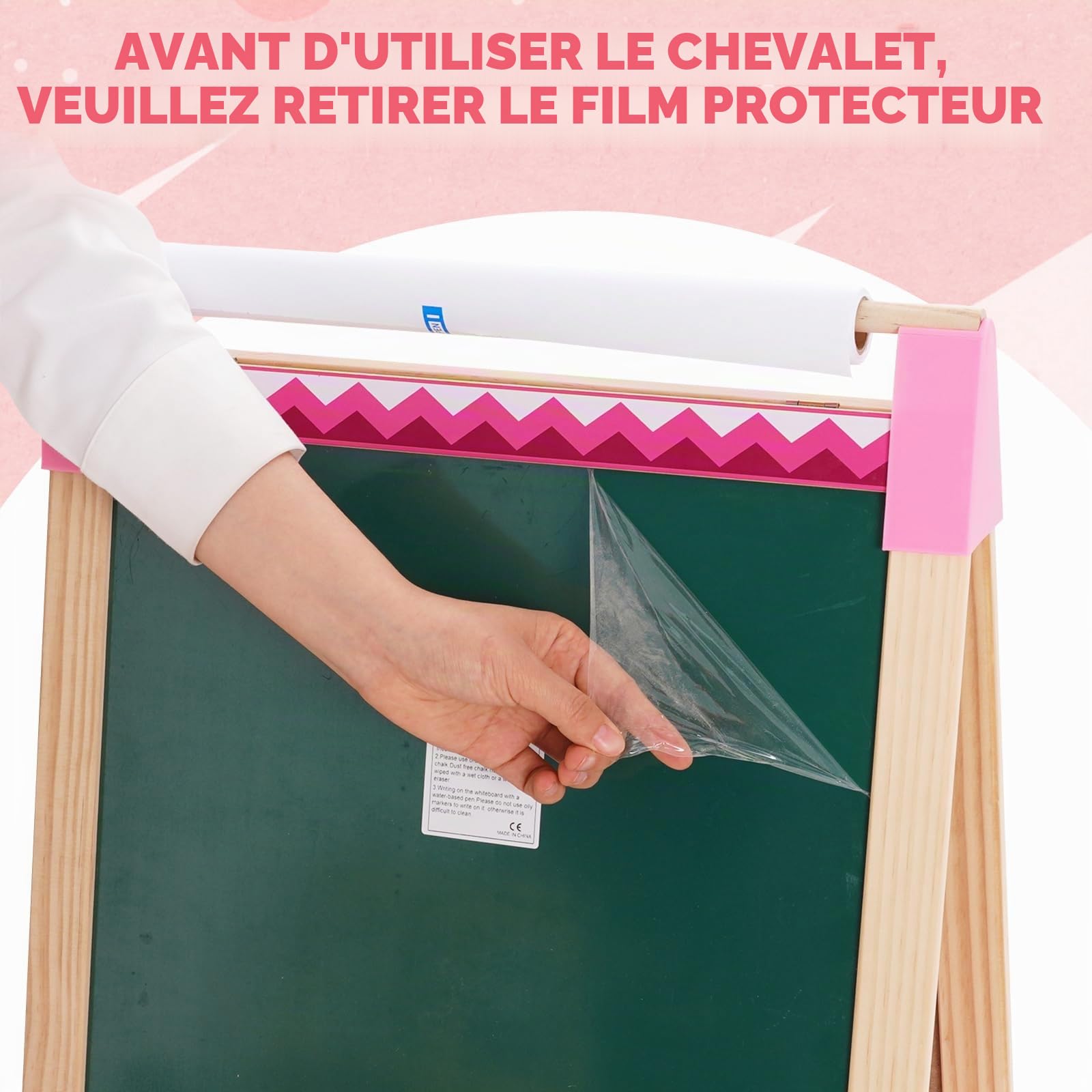 Chevalet pour Enfants Avec Rouleau de Papier à Dessin,Tableau Noir Double Face Pliable,Tableau Blanc Magnétique et Support pour Papier à Peindre,Cadeau pour Tout-Petits Garçons et Filles