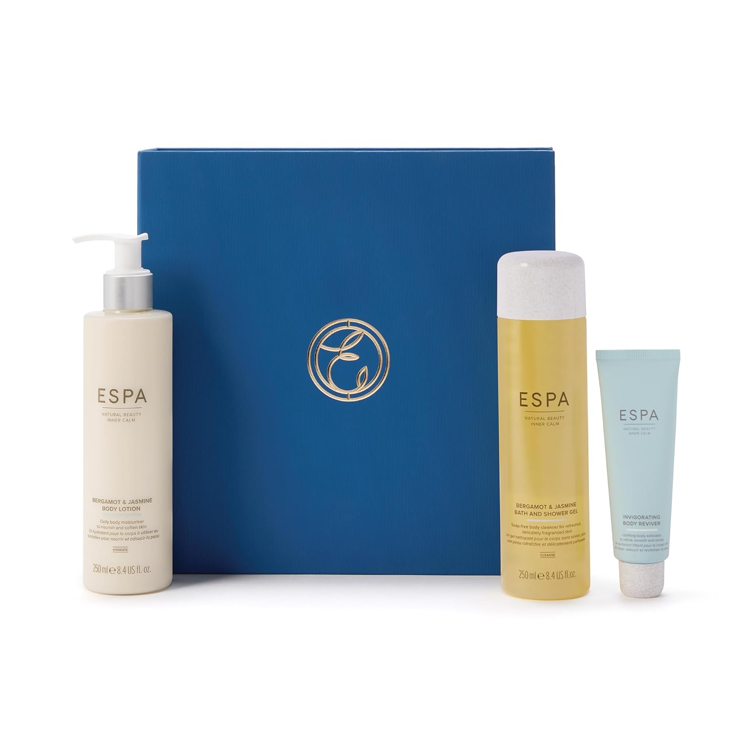 ESPA Bergamot & Jasmine Collection | Luxury Bath & Body Spa Gift Set with Shower Gel, Body Lotion & Exfoliator | Nourishes & Awakens Skin with Pure Essential Oil Aromatherapy