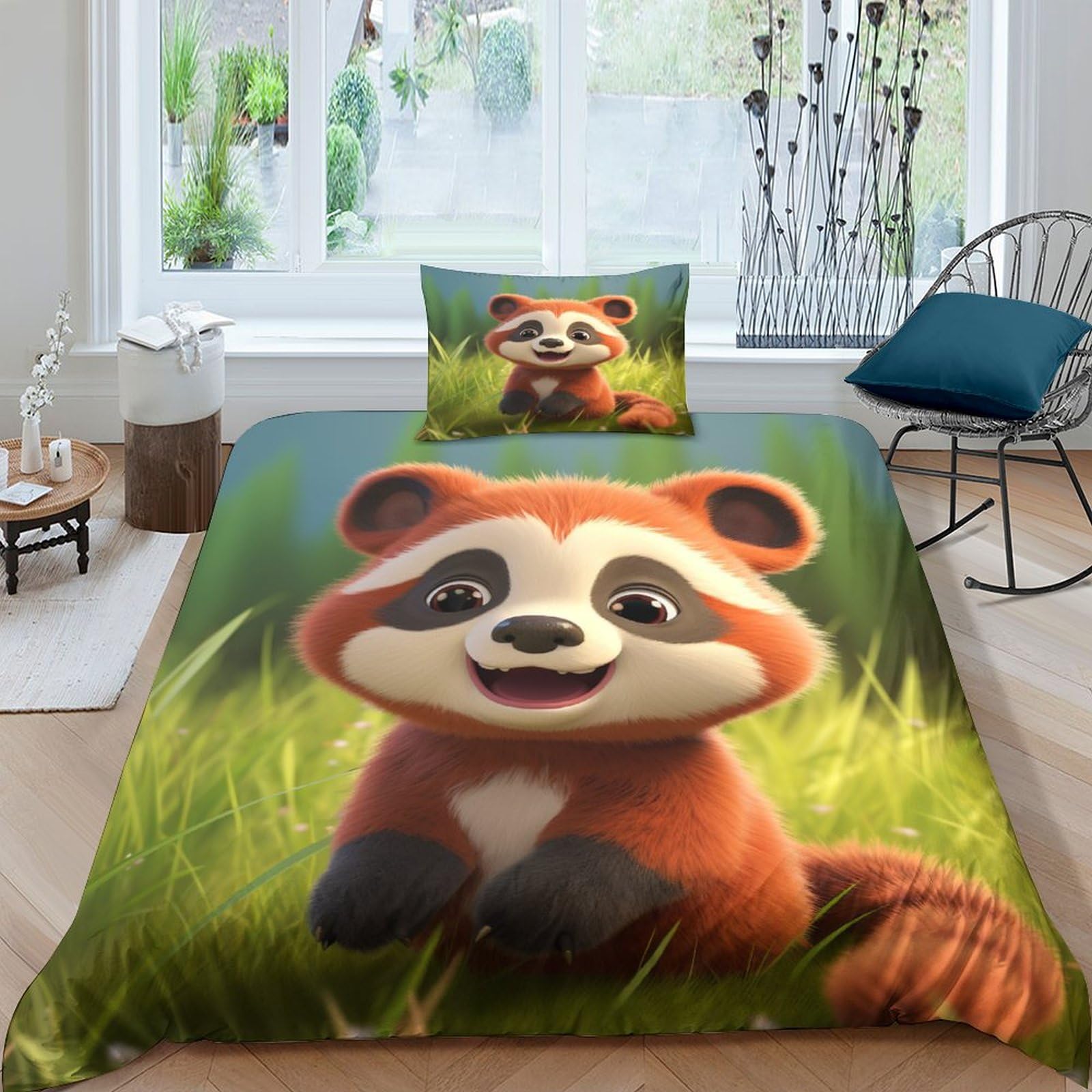 Housse de couette respirante hypoallergénique en microfibre Lesser Panda