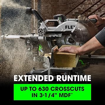 FLEX 24V Brushless Cordless 12-Inch Dual Bevel Sliding Miter Saw Kit with 10.0Ah Stacked Lithium Battery and 280W Rapid Charger - FX7141A-1J