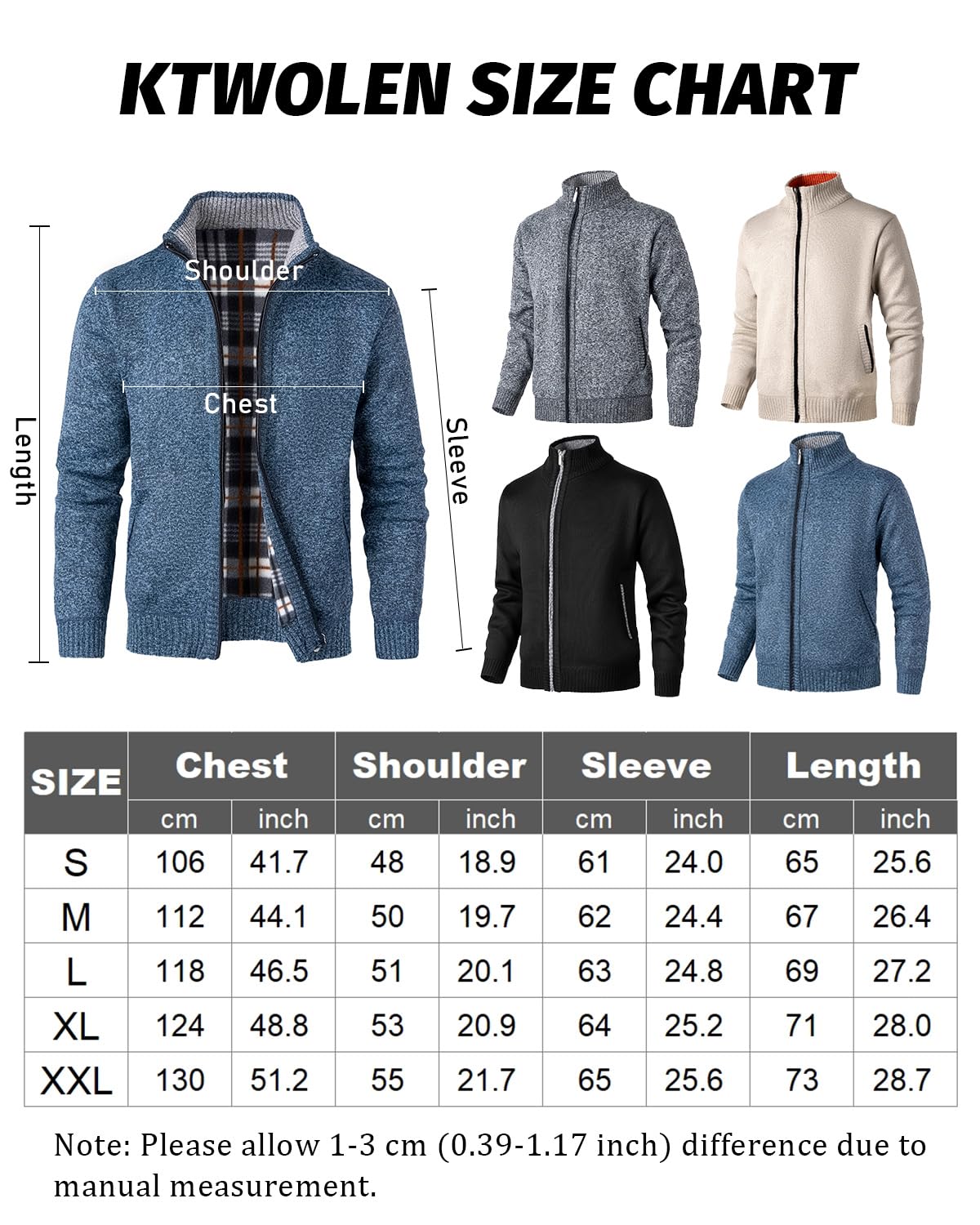Hommes Cardigan Pulls Manteaux Tricoté Casual Ouvrez-Front Zippé Gilet Automne Hiver Chaud Pull Sweat avec Col Debout