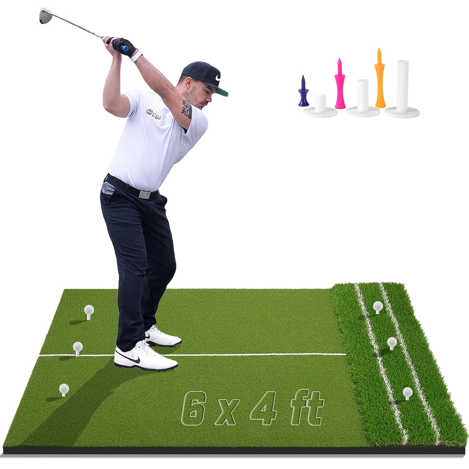 DCQ Real Feel Golf Hitting Mat, Dual Turf, Large for Driving,Indoor Outdoor