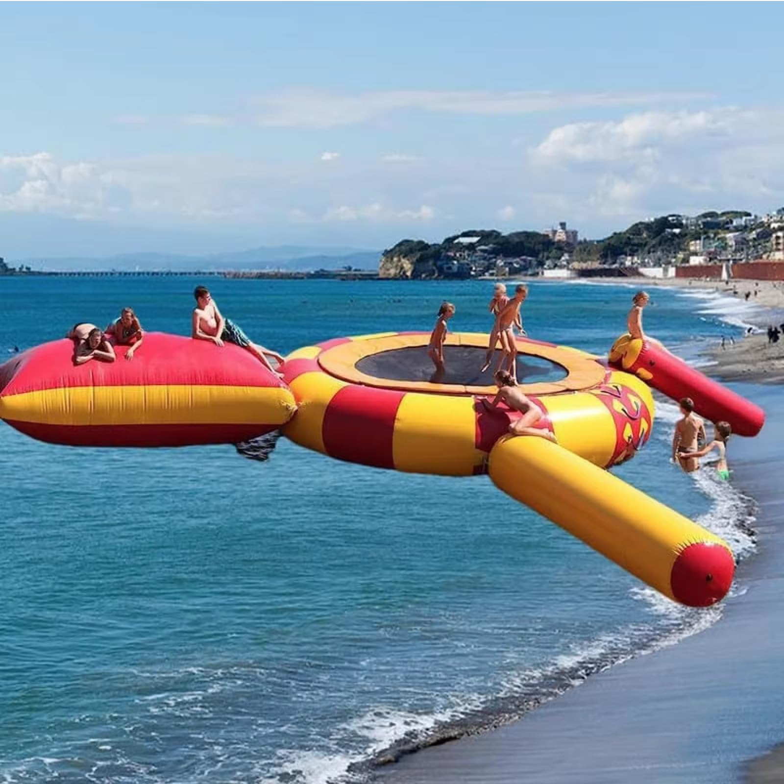 TAPIVA PVC Inflatable Water Trampoline, Lake Trampoline, Jumping Platform with Slide/Tube/Jumping Pillow Bag, Leisure Trampoline, Water Jumping Bag, Trampoline Water Toy, 16FT/5M