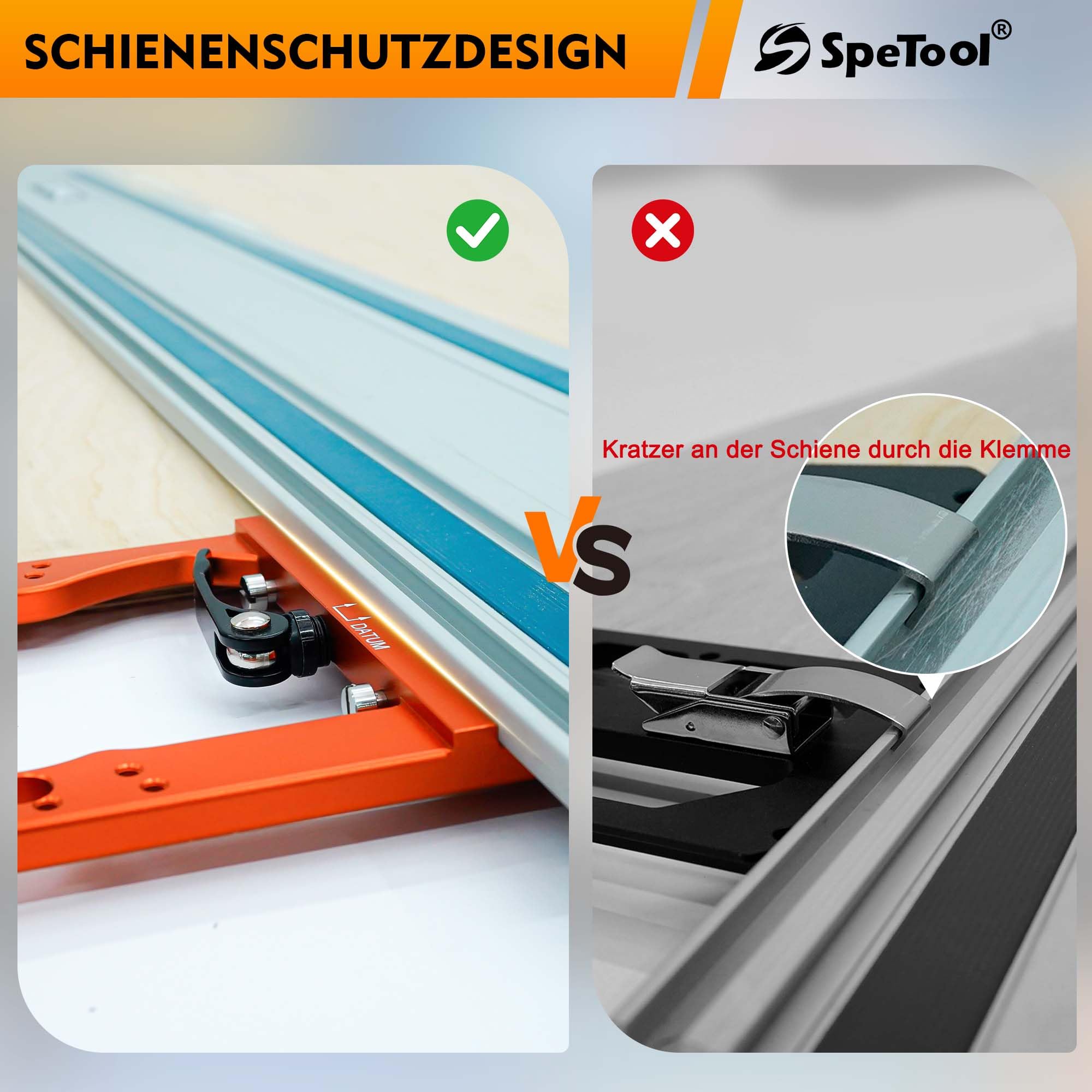 SpeTool Angolo di guida di precisione a 90° per tracksaws, precisione ±0,01°, blocco rapido e protezione binario, extra grande e spesso, compatibile con Festool, Makita, Milwaukee, Powertec, WEN