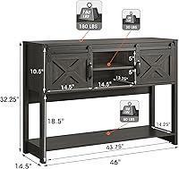 Vista 6 de RoyalCraft Mesa de entrada de granja con almacenamiento, mesa de consola de 46 pulgadas con puerta corrediza de granero, mesa de sofá rústica