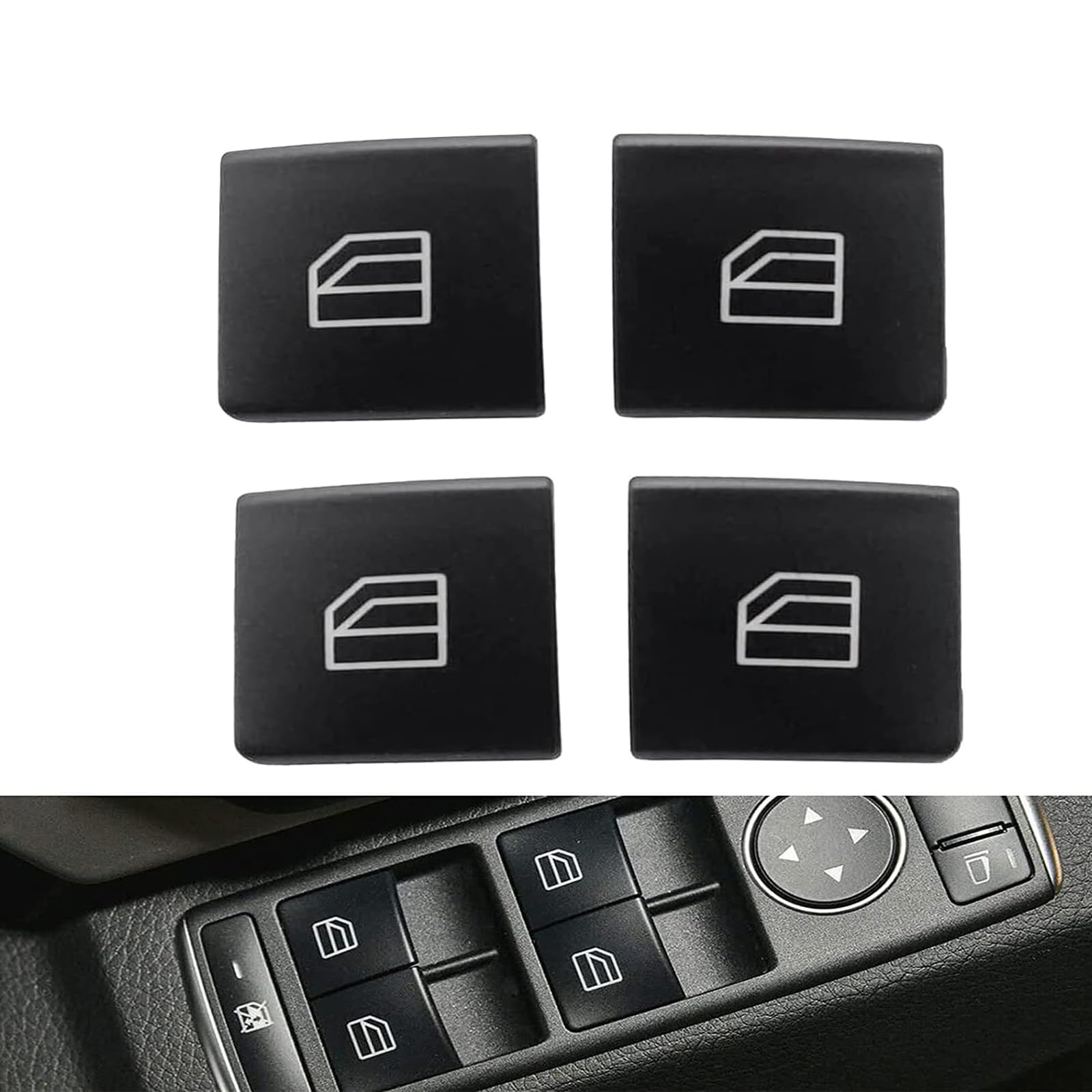 4PCS Driver Power Window Switch Button Cap Replacement Compatible with Mercedes-Benz C-Class E-Class GLK W204 W212 E220 C180 C200 C220 C300 C250 W166