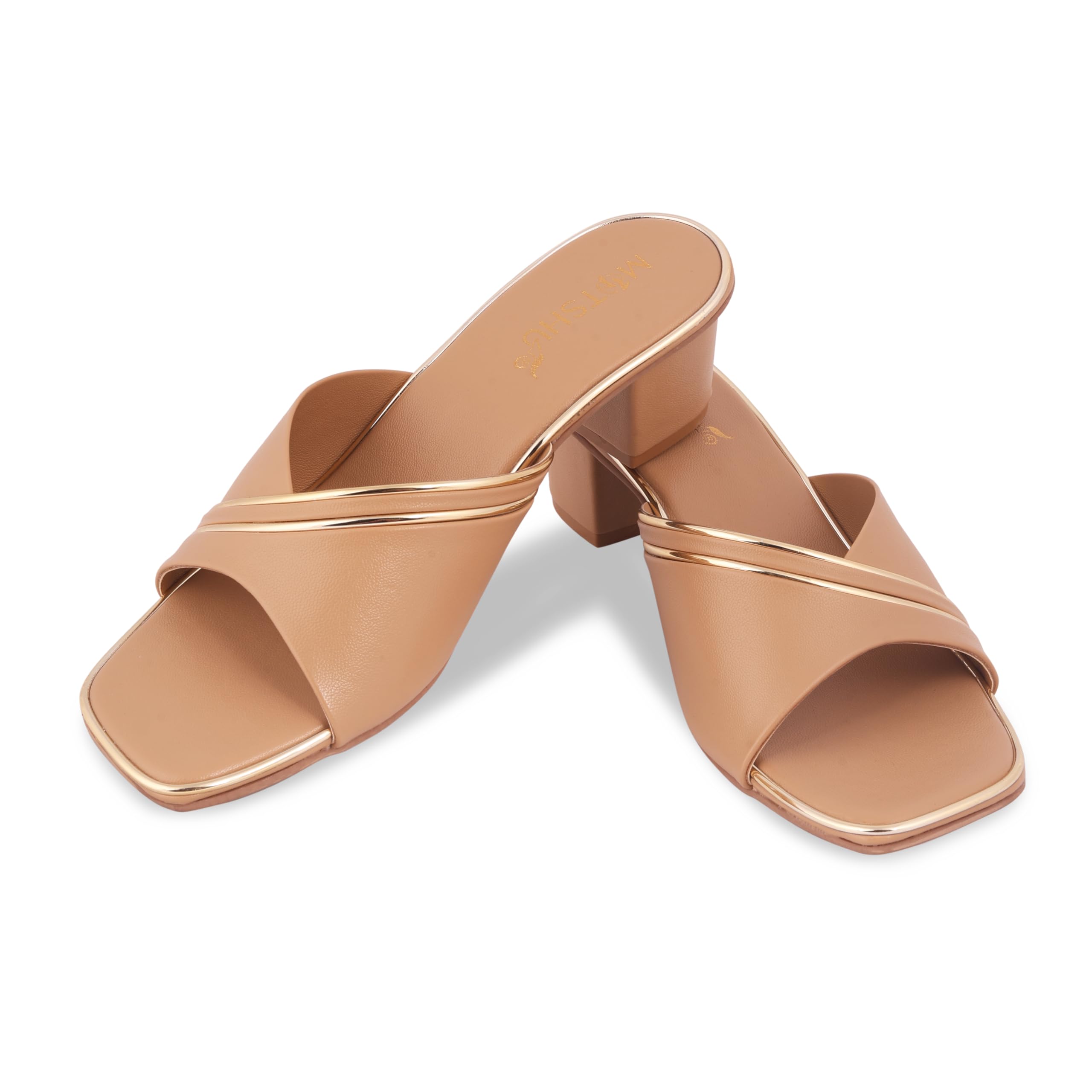 MOTSHU Womens Heel Shoes Indian Size 10 Stylish Footwear for Wedding Party Casual Block Heel Shoes for Office Wear Handmade Sandals for Women Looks Great with Jeans, Pants, Sarees | Tara Skin (B0D1YFN8MK) Amazon Price History, Amazon Price Tracker