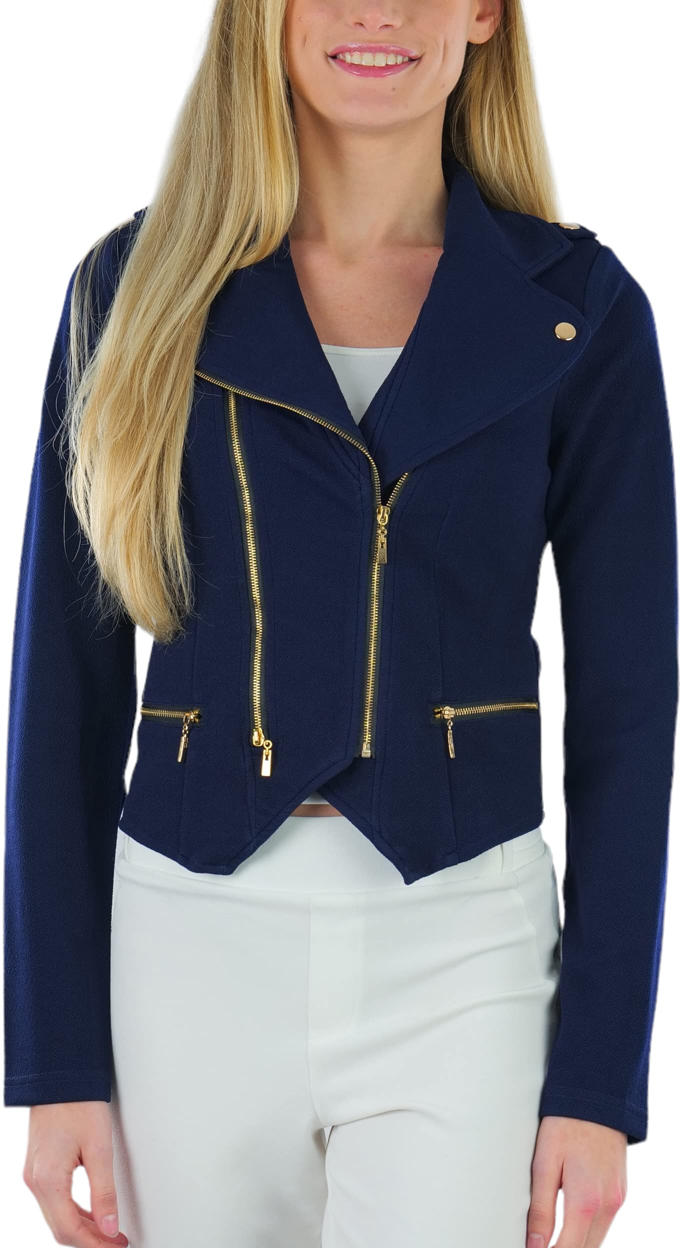 ToBeInStyle Womens Long Sleeve Zip-Up and Button-Up Form Fitting Blazers
