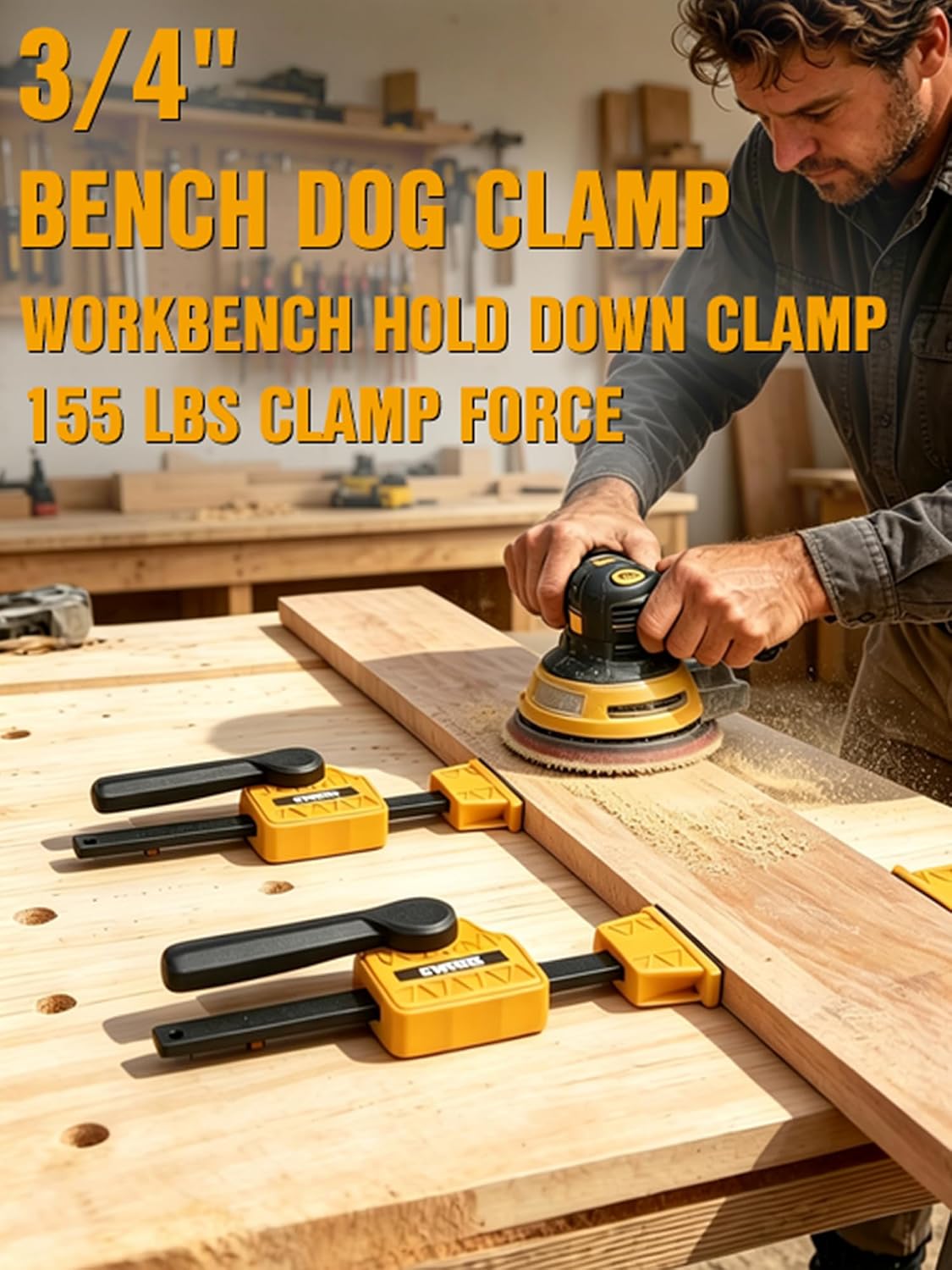 EWORK 3/4" Bench Dog Clamp, Workbench Hold Down Clamp, 155 Lbs Clamp Force image 2