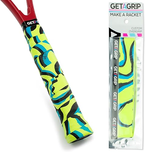 Get A Grip - Cinta de agarre de raqueta de tenis personalizada, cinta para empuñadura antideslizante y de secado rápido, para raqueta de bádminton,