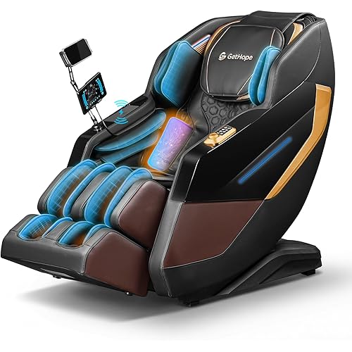 Massage Chair Full Body, Zero Gravity SL-Track Shiatsu 4D Massage Chairs with Core Heating, 10 Auto Modes Massage Recliner Chair with AI Voice, Touch Screen, Bluetooth
